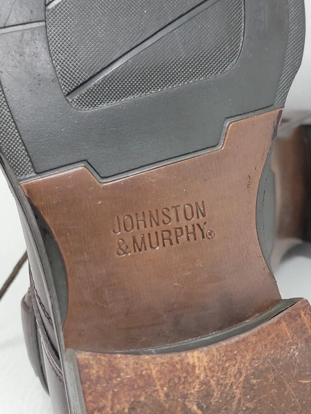 Johnston & Murphy Mens Size 10.5.Dark Brown Leather Derby Square Toe Dress Shoes
